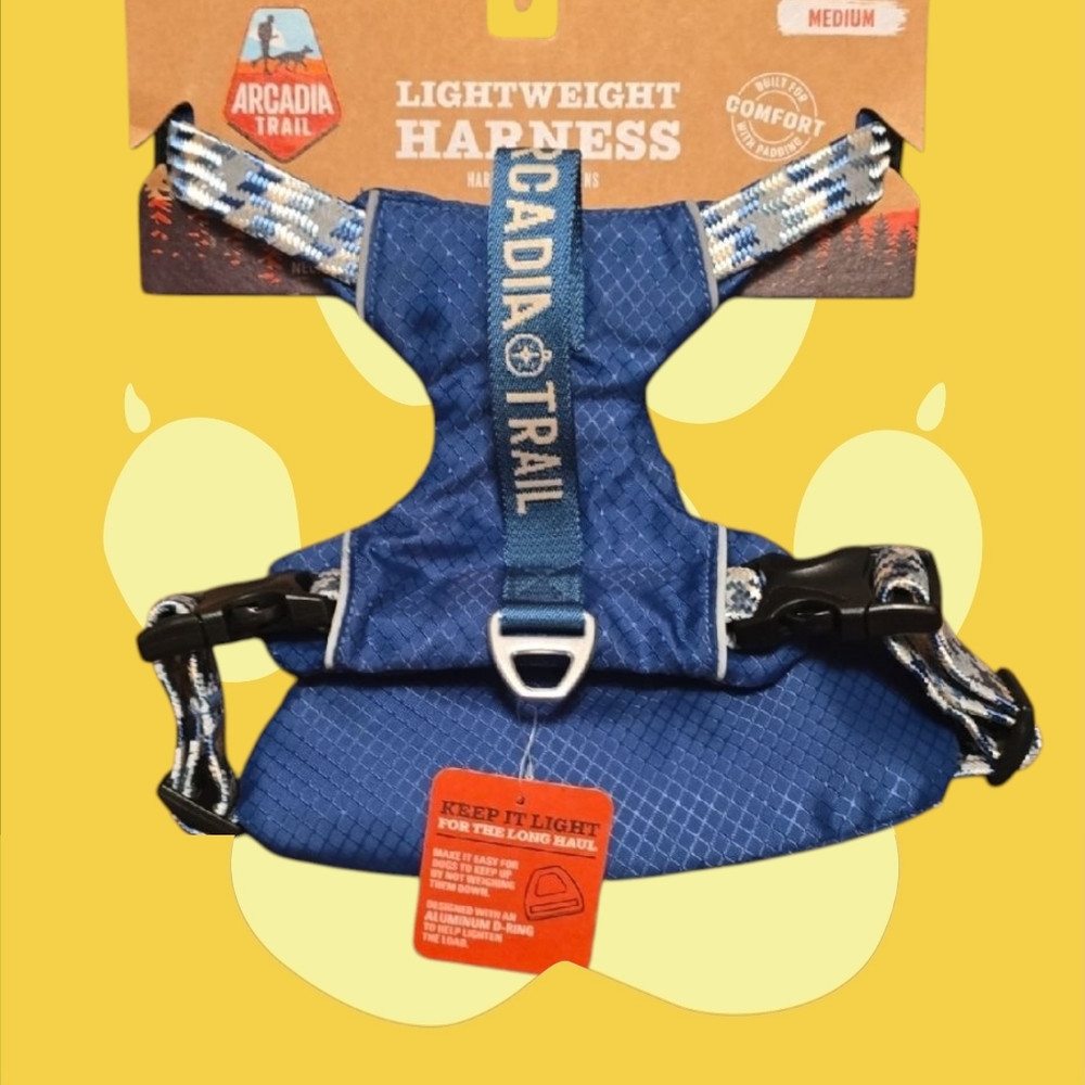 Arcadia Trail Blue Reflective Lightweight Dog Harness MEDIUM NWT